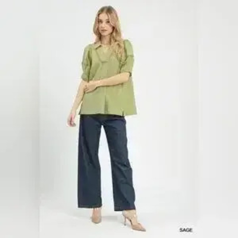 Umgee Textured Puff Sleeve Top - Picture 5 of 6